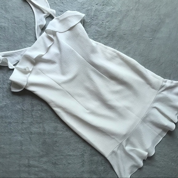 NWT Black Halo Faith Ruffled Crepe Dress White 8 - Picture 1 of 15